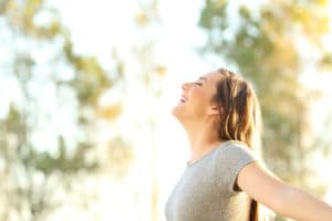 Woman breathing